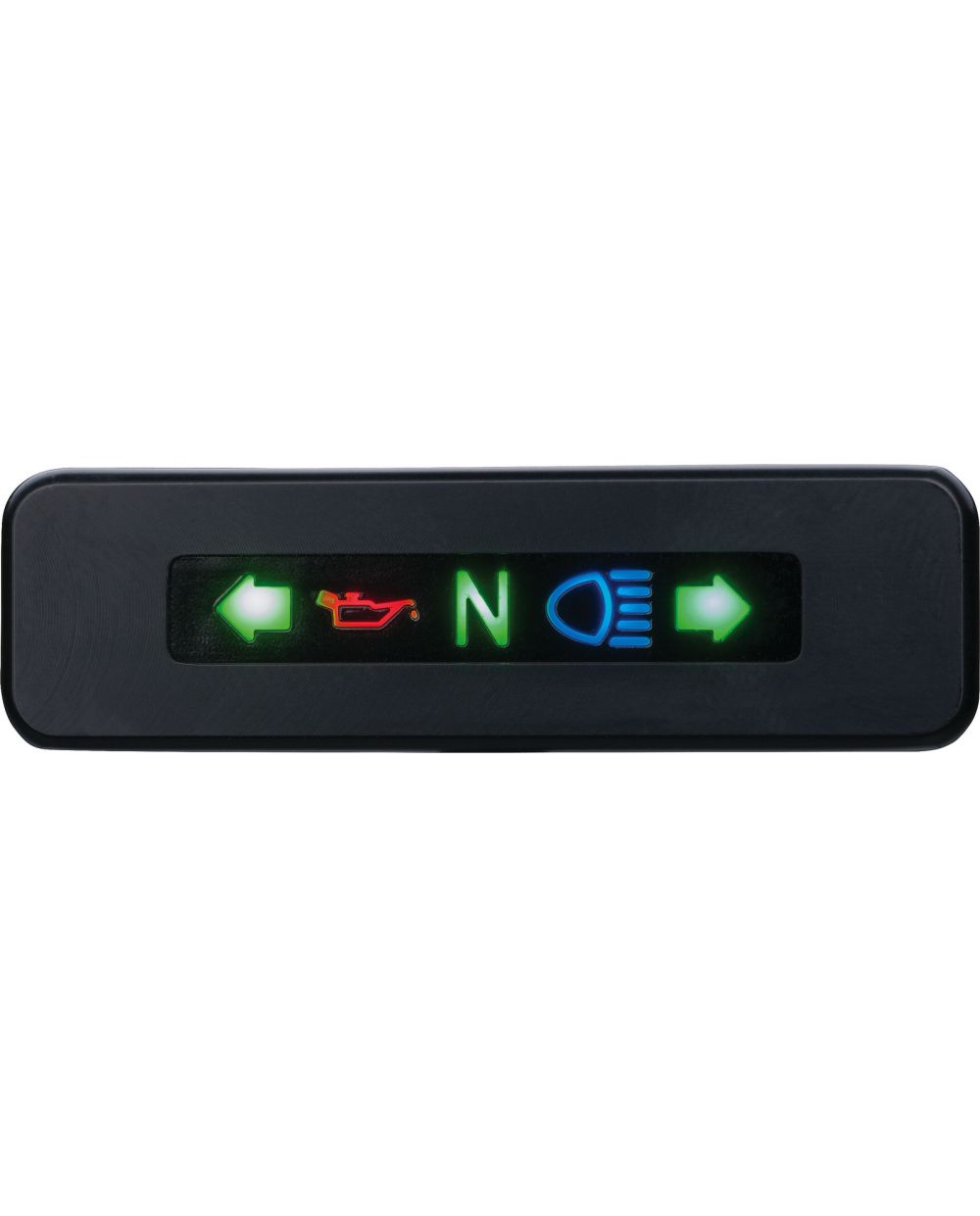 Daytona 12V LED-Kontrollleuchten Micro 'BETA', wasserdicht, 5 Piktogramme  grün/rot/grün/blau/grün, Abm. 47x14x12mm, schwarzes Gehäuse