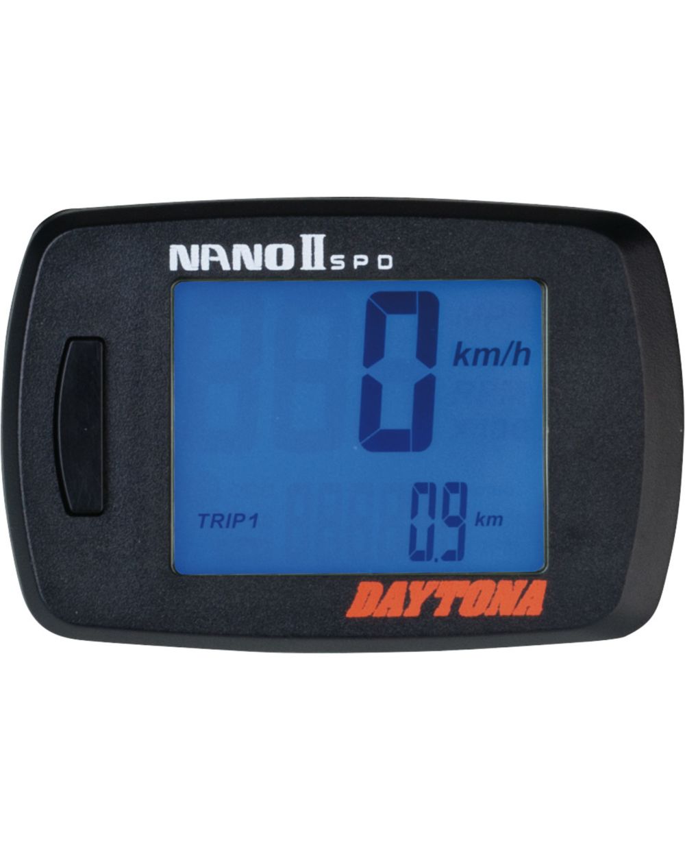 Daytona 'Nano II' Tachometer, Abm. nur 60x40x17,5mm, e-geprüft, inkl. Sensor,  weiße Hintergrundbeleuchtung/LCD, Funktionen: km/h,Vmax,Gesamt-km,Uhr