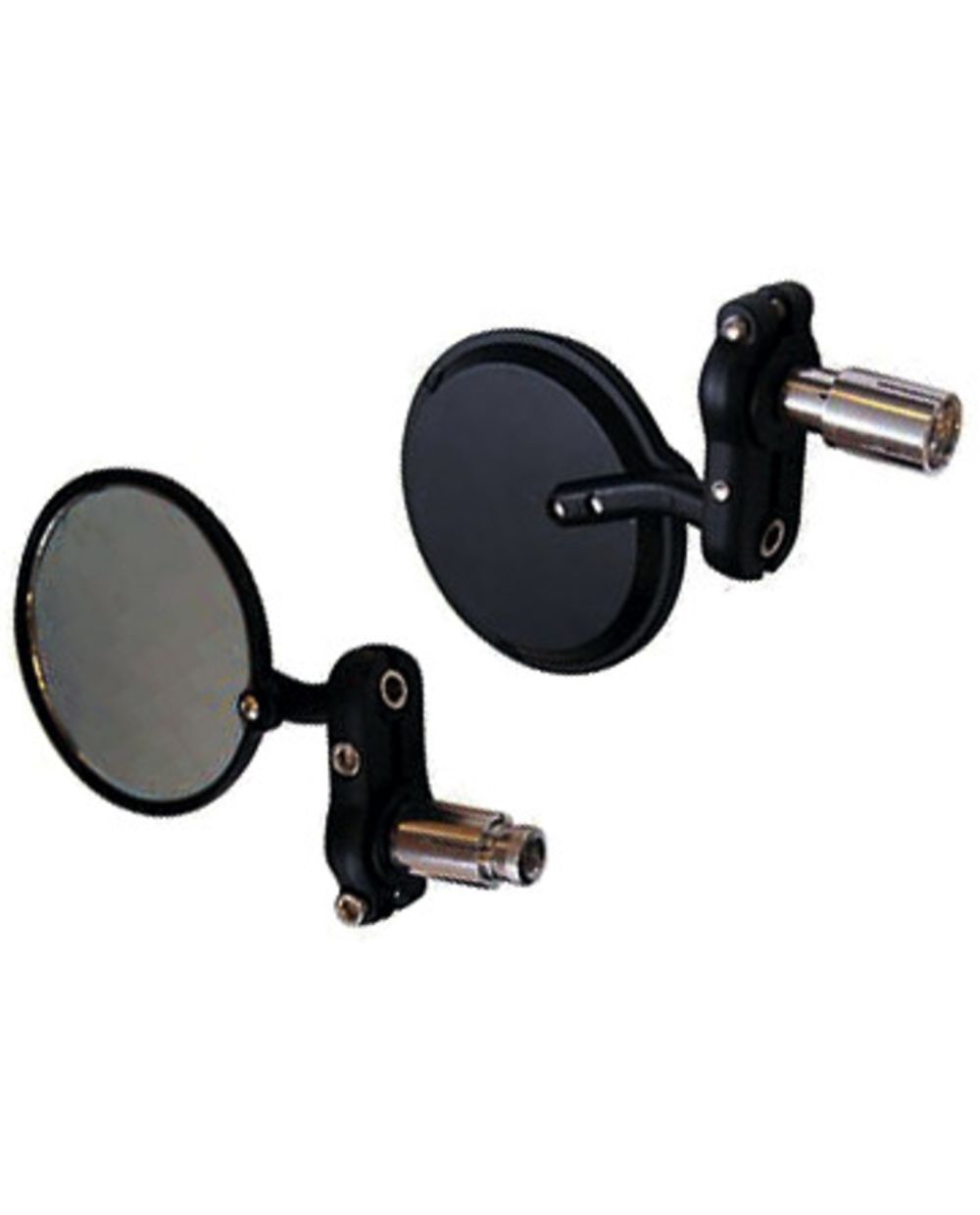 Lenkerendenspiegel, rund, Aluminium schwarz, 1 Paar li/re, Spiegelfläche  83mm Durchmesser, Lenkerinnen- Durchmesser mind. 13mm