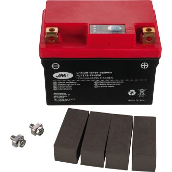 Lithium-Ionen Batterie JMT HJTZ7S-FP 12V 28.8Wh LiFePO4 inkl. Spannungsanzeige, Gewicht 0.5kg (ersetzt u.a. YTZ7S, YTX7L-BS, TTZ7S)