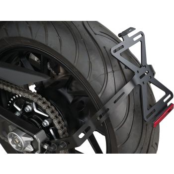 Daytona-Lenkerendenspiegel MT-Style, schwarz beschichtetes Metall, links  und ggf. rechts montierbar, Distanzringe für 22+25.4mm Lenker, e-geprüft