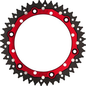 44Z Kettenblatt Alu/Stahl (rot elox. Alu-Innenring, Stahl-Zahnrad, spart ca. 20% Gewicht im Vergleich zum Stahl-Kettenrad)