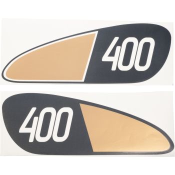 Tankdekor 'Homage 400', angelehnt an das Dekor der legendären XT500, Folie ist selbstklebend, schwarz/gold, 1 Set für links und rechts